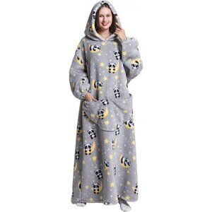 🆕Sweat Panda Warm Giant Hoodie Thick Flannel Blanket with Sleeve
